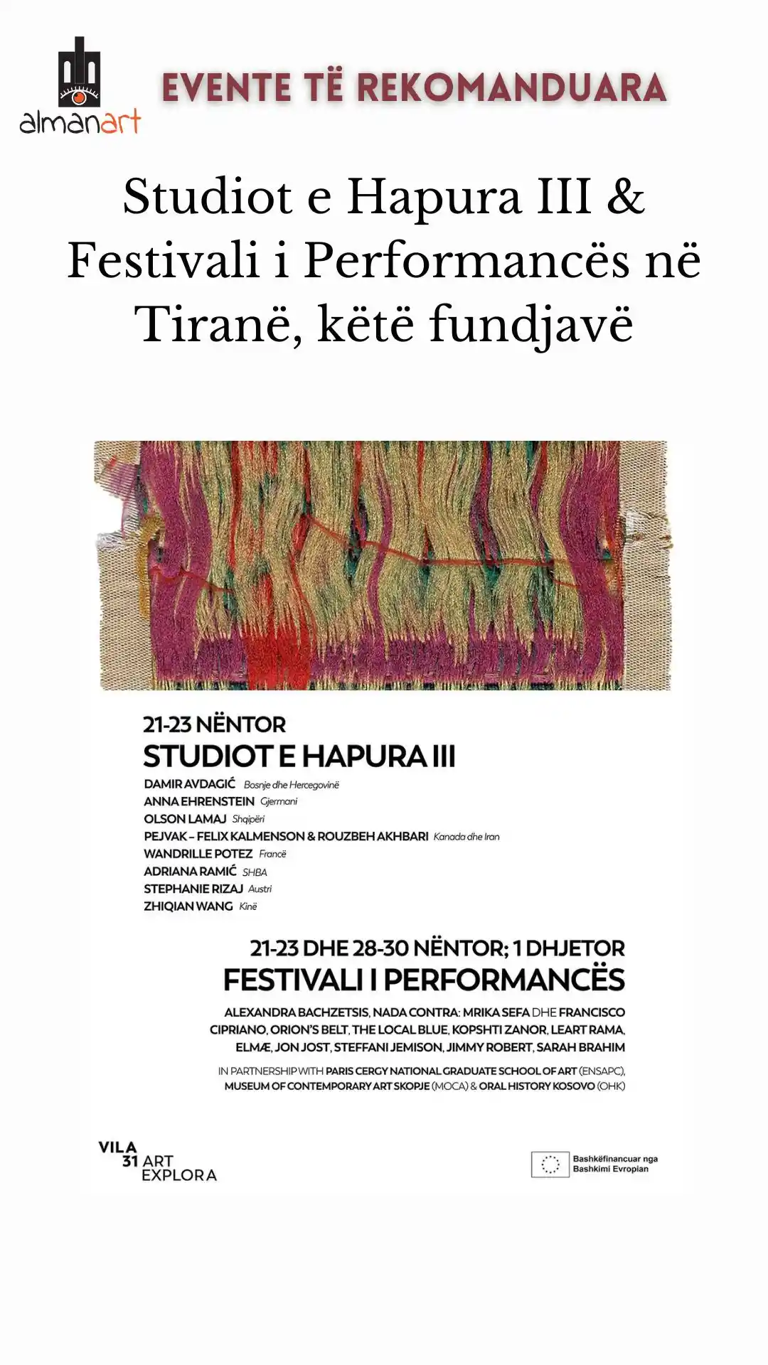 Studiot e Hapura III & Festivali i Performancës në Tiranë